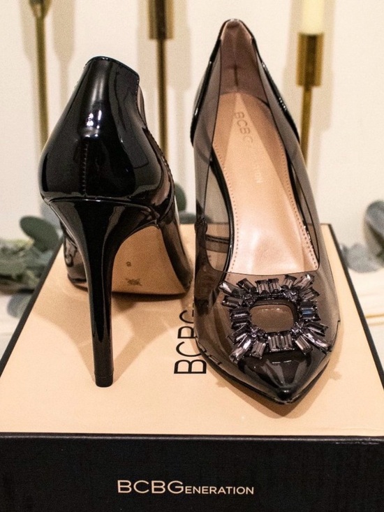 BCBG Shoes - BCBG-  Black, crystals buckle, prom, bridesmaids, elegant, size 8